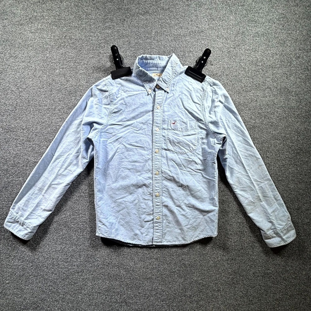 Hollister California Shirt Women's Medium Blue Cotton Embroidered Logo Button Up